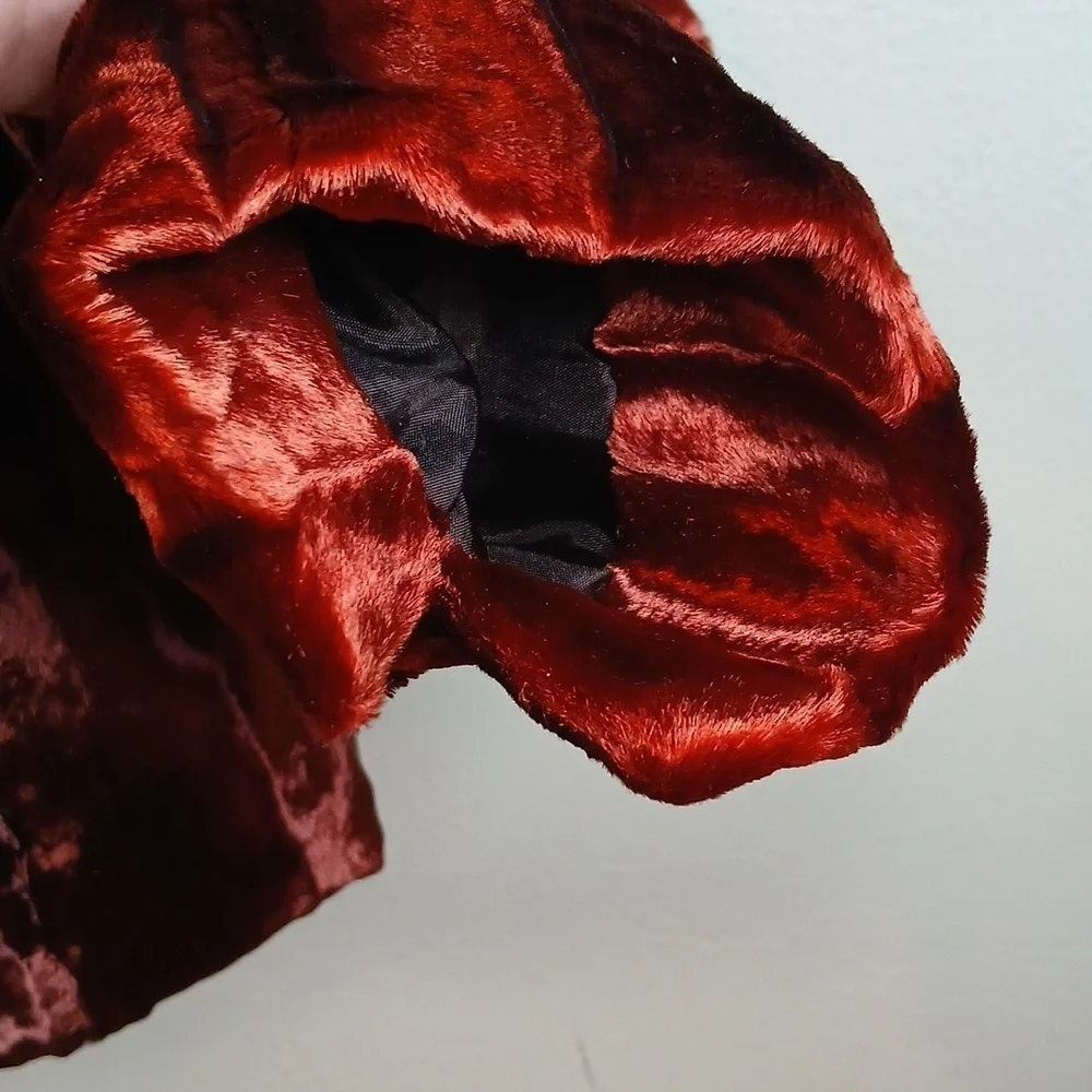 Valerie Stevens 90’s Formal Faux Fur Textured Blazer in dark red size PL - Picture 6 of 8